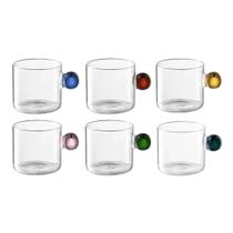 Xícara De Café Palla Vidro Borossilicato Alça Color 6 Peças - Fracalanza
