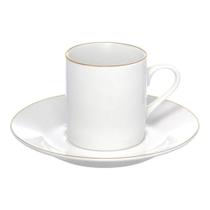 Xícara De Café Porcelana Borda Dourada Com Pires Royal Premium 90ml Haüskraft