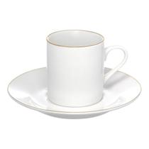Xícara de Café Porcelana Borda Dourada com Pires Royal Premium 90ml Haüskraft