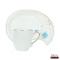 Xícara de Café Porcelana Flower Design Plate Azul 90ML Xícara de Café Porcelana Flower Design Plate Azul 90ML