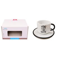 Xícara de Cerâmica c/ Pires Gato Interno Frases 220ml Café Chá Mesa Posta Decorativa Presente Mãe Amiga Fofo - Xícara de Cerâmica c/ Pires Gato Interno Frases 220ml Café Chá Mesa Posta Decorativa Presente Mãe Amiga Fofo -