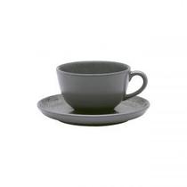 Xícara de Chá 200 ml Com Pires Flat Gray Oxford