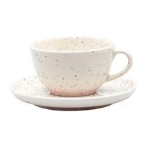 Xícara de Chá 200ml com Pires Flat Chuvisco Porcelana 136744 - Oxford