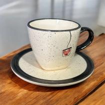 Xícara de Chá 200ml Com Pires Pintado á Mão