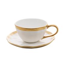 Xícara De Chá 200mL E Pires Porcelana Branco E Dourado Dubai Wolff