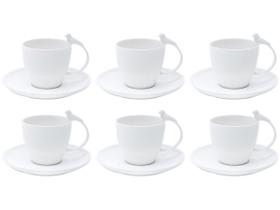Xícara De Chá C/6 Porcelana Branca Birds 200ml 17237 Wolff