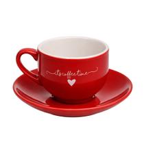 Xícara de Chá Cappuccino de Porcelana 160ml Vermelha Coração Lamour Haüskraft
