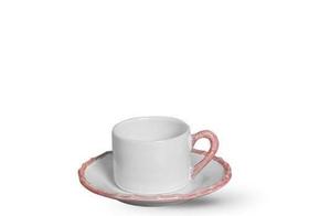 Xícara de chá com pires bambú flat rosa 173ml - SCALLA