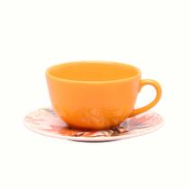 Xícara de Chá com Pires Cerâmica Unni Oxford 200ml Buquê Tropical