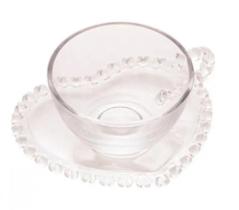 Xicara de Cha Com Pires De Coração De Cristal 170ml - Lyor Xicara de Cha Com Pires De Coração De Cristal 170ml - Lyor
