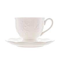 Xícara de Chá com Pires de Porcelana New Bone Butterfly Flower 200ml - Lyor