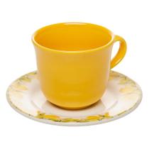 Xícara de Chá com Pires Lyor Siciliano 260ml Amarela Cerâmic