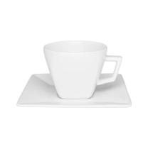 Xícara de Chá com Pires Quartier White em Porcelana 200ml - Oxford