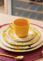 Xicara de cha com pires siciliano 260ml amarela ceramica lyor Xicara de cha com pires siciliano 260ml amarela ceramica lyor