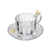 Xícara De Chá Cristal Com Pires Borboleta 3D Fairy 180ml