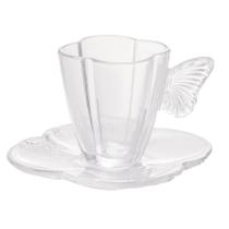 Xícara de Chá de Vidro com Pires Butterfly 180ml Wolff