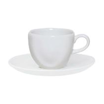Xícara de Chá e Café com Pires de Porcelana 220ml Ryo White Branco Oxford