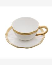 Xicara de Chá em Porcelana Dubai Branco e Dourado 200ml Wolff