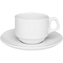 Xícara de Chá empilhável 200ml com Pires Branco Oxford Xícara de Chá empilhável 200ml com Pires Branco Oxford
