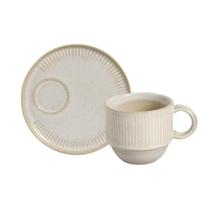 Xícara De Chá Empilhável Com Pires Linhas Latte 230Ml Porto Brasil Xícara De Chá Empilhável Com Pires Linhas Latte 230Ml Porto Brasil
