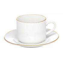 Xícara De Chá Porcelana Borda Dourada Com Pires Café Royal Premium 200ml Haüskraft Xícara De Chá Porcelana Borda Dourada Com Pires Café Royal Premium 200ml Haüskraft