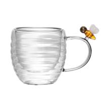 Xícara de Chá Vidro Parede Dupla Abelha Lovely Bee 180ml Lyor