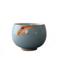 Xícara de Chá Wokex de Cerâmica - Peixe de Porcelana Kung Fu Chinês (110ml)