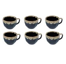 Xícara de Porcelana 200ml 6 unidades Prisma Borda Decorada