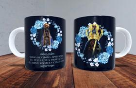 Xicara de porcelana 325ml nossa senhora de aparecida ref0084 - casa fé Xicara de porcelana 325ml nossa senhora de aparecida ref0084 - casa fé