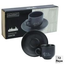 Xícara de Porcelana 90ml 12 Peças Manhattan Preto JOGO DE XICARAS Xícara de Porcelana