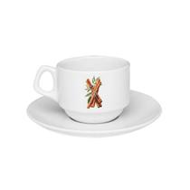 Xícara De Porcelana Ervas Chá Canela + Pires - 180ml