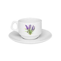 Xícara De Porcelana Ervas Chá Lavanda + Pires - 180ml
