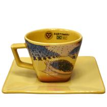 Xícara de Porcelana Portinari com Pires 3 Corações Obra Café 75ml