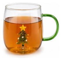 Xícara De Vidro 400ml Designer Arvore De Natal 3d Xícara De Vidro 400ml Designer Arvore De Natal 3d
