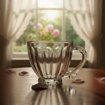 Xicara de Vidro Lapidada Clássica 7,88cm Transparente para Café Chá Cappuccino Alta Qualidade