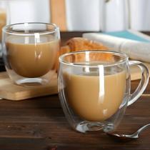 Xícara de Vidro parede dupla 110ml redonda com alça perfeita para café, chá, espresso, mesa posta, cantinho do café