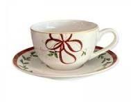 Xícara e Pires com Laço - Conjunto Elegante de 15cm