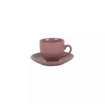 Xicara e pires para café Mix and Match em porcelana 90ml vermelho blush