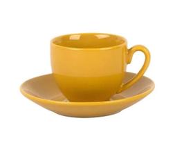 Xícara E Pires Para Chá Em Porcelana 220 Ml Amarelo Açafrão - Lhermitage