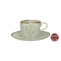 Xícara Em Porcelana Grande Com Pires 200 ml Ryo Bambu Oxford 16x09 Xícara Em Porcelana Grande Com Pires 200 ml Ryo Bambu Oxford 16x09