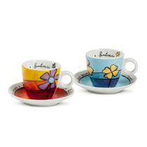 Xícara Espresso Com Pires Vermelho E Azul 2 Peças 90Ml - Egan Italy