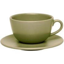 Xícara Grande Cafe Chá 200 Ml Com Pires Unni Oliva Mesa Posta Oxford