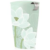 Xícara infusora de chá Tea Forte Lotus Kati 350 ml de cerâmica com tampa