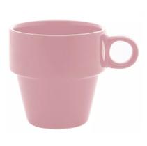 Xícara P/ Chá Café Cerâmica Empilhavél Rosa 210ml Lyor