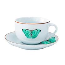 Xícara p/Chá com Pires em Porcelana Borboleta 220ml L'Hermitage