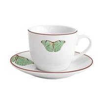 Xícara para Café com Pires Borboleta Porcelana Branca 80 ml L'Hermitage