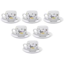 Xícara para Café com Pires de Porcelana Honey 90 ML Conjunto com 12 Peças