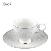 Xícara para Café de Bone China L'Hermitage Arabescos Branca 90ML 6PÇS