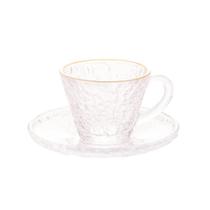 Xícara para Café em Cristal com Borda e Pires Petra 70 ml - 1 Unid.