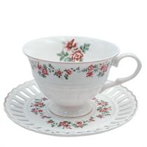 Xícara para Cafe Porcelana Branca Dourada 90ml 6un Mon Cheri